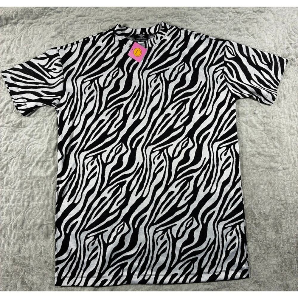 Dressed in LALA Zebra Print Short Sleeve Tee - Black and White
